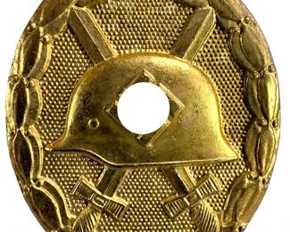 German WWII Third Reich Wound Badge in Gold - Maker Marked L/14 Friedrich Orth