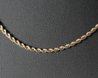 14k Gold Rope Necklace 20in 2.5mm