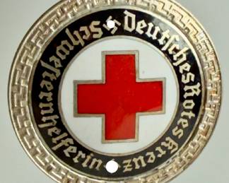 Third Reich Era German Red Cross (DRK) Enameled Nurse's Helper Badge - Schwesternhelferin