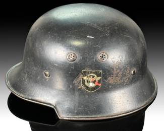 WWII German M35 Double Decal Police Helmet - EF Maker - Named "Gefreiter Schrader"