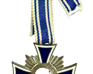 WWII German Mother's Cross in Silver - 2nd Class with Full Ribbon - Dated 1938