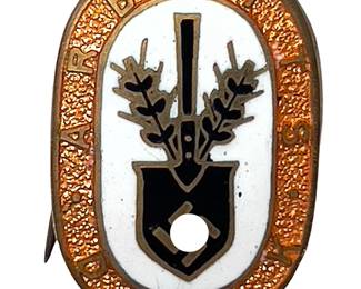 WWII German Third Reich RAD Arbeitsdank Labor Service Tinnie Pin Badge - A. Berg, Lüdenscheid