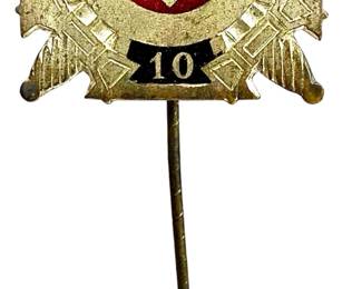 WWII German Third Reich Reichstreubund 10-Year Veterans Membership Award Stickpin by J.C. Gante