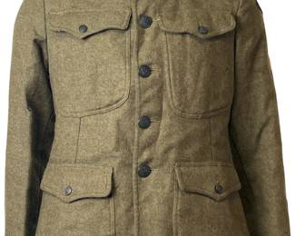 WWI US Army Doughboy M1917 Service Coat Tunic - 40th "Sunshine" Division Artillery AEF - All Insignia Intact - Overseas & Discharge Chevrons