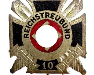 WWII German Third Reich Reichstreubund 10-Year Veterans Membership Award Stickpin by J.C. Gante