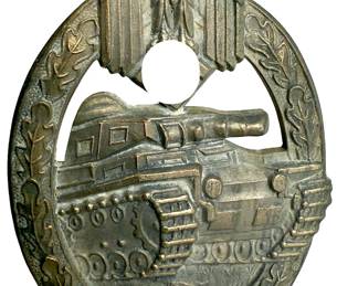 WWII German Heer Panzer Assault Badge in Silver by Frank & Reif - Maker Marked FJ
