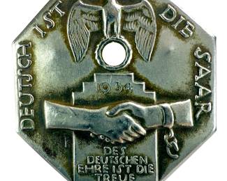 1934 German Saar Plebiscite Propaganda Tinnie - "Deutsch ist die Saar" by RR