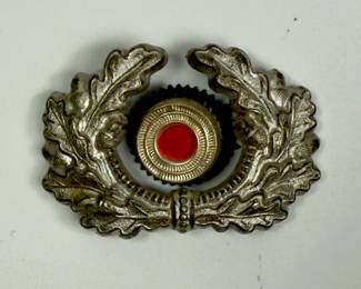 Original German WWII Army (Heer) Visor Cap Insignia Set - Oak Leaf Wreath & Cockade