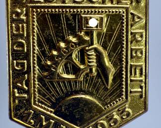 Historic 1933 German "Tag der Arbeit" May Day Tinnie Badge - First Year of Third Reich NSBO Propaganda