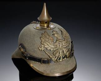 Original WWI Imperial German Prussian M1915-Pattern Ersatz Felt Infantry Pickelhaube Spiked Helmet