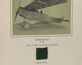 WWI German Fokker D-VII 'U.10' Original Fabric - Captured by American Pilots - National Air and Space Museum Artifact
