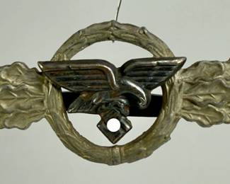 German WWII Luftwaffe Transport & Glider Pilot's Flight Clasp in Silver