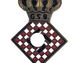 Third Reich Era German G.S.B. (Gau-Schützen-Bund) Enameled Sharpshooter's Prize Pin by Lauer, Nürnberg