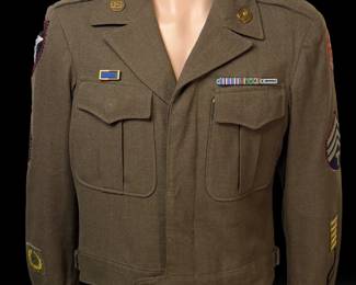 WWII U.S. Army 2nd Infantry Division 36R Ike Jacket with Technician Third Grade Patches and Medals Military Uniform