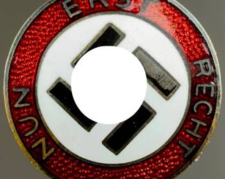 German Third Reich NSDAP Supporter Pin "Nun Erst Recht" - GES. GESCH. Marked