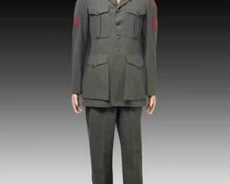 WWII USMC Dress Green Uniform - Gunnery Sergeant, 3rd Marine Division "Fighting Third" - Jacket & Trousers - Dated 1943!