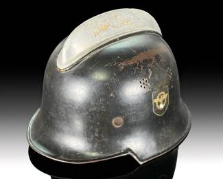 "WWII German M34 Fire Police Helmet with Double Decals - Rare Feuerwehr Artifact