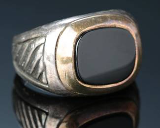 Black Onyx 14k & Sterling Silver David Yurman Ring Mens Size: 9.75