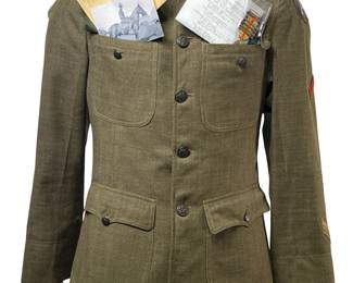WWI US Army 2nd Cavalry Tunic – Pvt. Walter Jeffrey – 3rd Army Aef – 4 Battle Star Victory Medal – St. Mihiel Meuse-Argonne