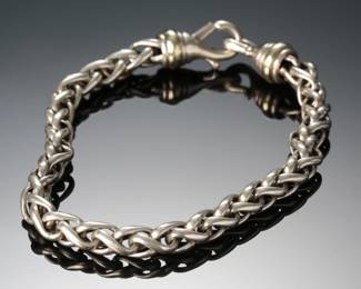 David Yurman 6mm Wheat Chain Bracelet, Sterling Silver & 14K Gold, 8.5"