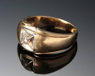 14k Yellow & White Gold Diamond Ring Mens SZ: 11.5
