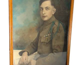 WWI Studio Portrait US Army Soldier w/ French Croix de Guerre Fourragère & Overseas Chevrons