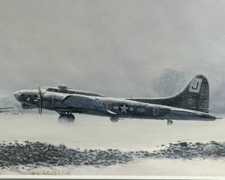 WWII B-17 Print "No Flying Today" by William S. Phillips, Signed Limited Edition