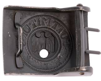 WWII German Army "Gott Mit Uns" Steel Belt Buckle - 1942 N&H Maker Marked