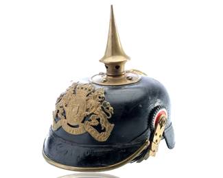 Imperial German WWI Bavarian M1895 Pickelhaube Spiked Helmet - NCO Infantry "In Treue Fest" Wappen - All Brass Fittings c.1897-1915