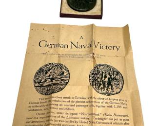 WWI British Propaganda Lusitania Medal with Original Box & Leaflet
