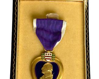 WWII US Army Named Purple Heart Medal Grouping - Engraved Medal, Dog Tag & Case to Ernest R. Reasin