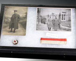 WWI British General Staff Officer Grouping c.1918, IWM Photo Battle of Valenciennes, Unofficial Trench Clip & Red Cross Sweetheart Pin