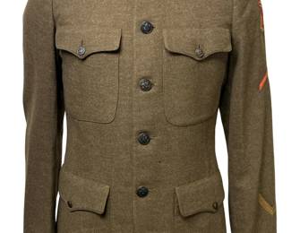 WWI US Army 42nd Rainbow Division M1917 Doughboy Tunic with Wound & Service Chevrons, Trench Mortar Patch