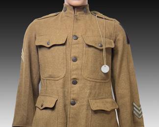 WWI AEF Named Uniform Grouping, Sgt. Floyd Curtiss, 1st Air Service Mechanics Regiment, Rare First Army Air Service Patch, Dog Tags, Pay Book & Photos
