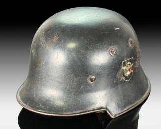 WWII German M35 Double Decal Police Helmet - EF Maker - Named "Gefreiter Schrader"