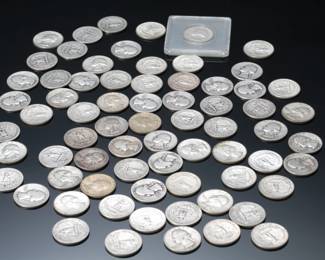 Lot of 70 Pre 1964 90% Silver Washington Quarters