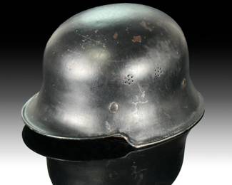WWII German Stubbed Bill National/Civil Defense Fire Helmet w/Liner Stahlhelm