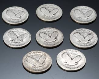 Lot of 8 US Standing Liberty Quarter 90% Silver Coins