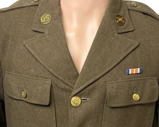 WWII US Army M1940 Service Coat Jacket – Alaskan Defense & Anti-Aircraft Command Patches – T/5 Technician – Pre-War Service