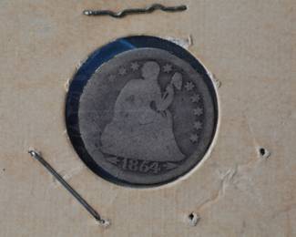 Lot of 2 1854 & 1887 Seated Liberty Dimes Silver Coin