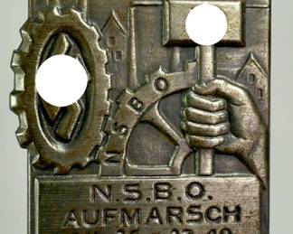 1935 German NSBO Labor Rally Tinnie - Gotha "Aufmarsch" Day Badge - Third Reich Era