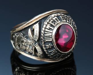 10K Gold US Marine Corp Ring Semper Fidelis & Iwo Jima SZ: 12.25