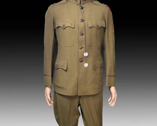 WWI US Army Officer's Tunic - 90th Division Patch - Named to Lt. Fred J. Sharkey, 1st Army Corps Military Uniform