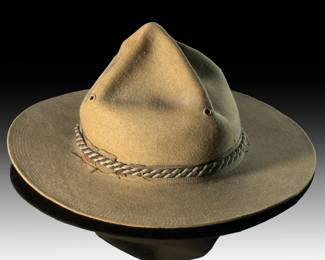 WWI US Army Officer M1911 Campaign Hat c.1918, Spec. 1289 Doughboy Montana Peak w/ Gold & Black Cord