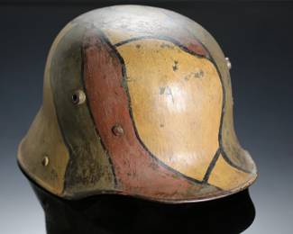 WWI German M17 Camouflage Helmet, Named to NCO Unteroffizier Fritsch
