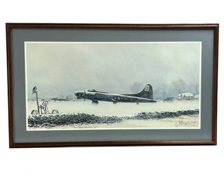 WWII B-17 Print "No Flying Today" by William S. Phillips, Signed Limited Edition