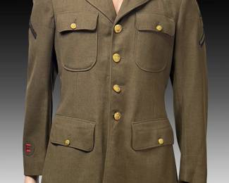 WWII US Army Service Jacket Coat W/ Patches Military Uniform
