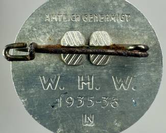 1935-36 German WHW Tinnie - "Amtlich Genehmigt" Adolf Hitler Donation Pin