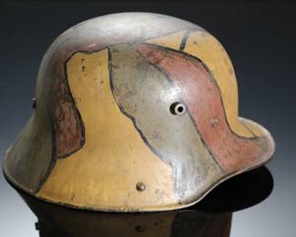 WWI German M17 Camouflage Helmet, Named to NCO Unteroffizier Fritsch