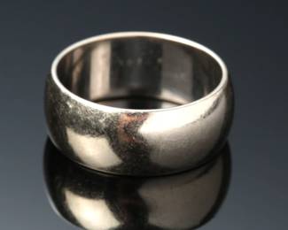 14K White Gold Mens Ring Wedding Band